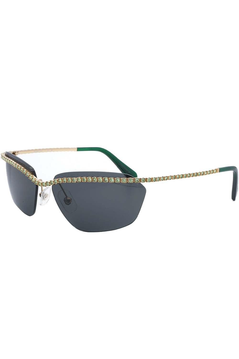 Swarovski - Occhiali da sole in metallo rettangolari avvolgenti per donna oro -