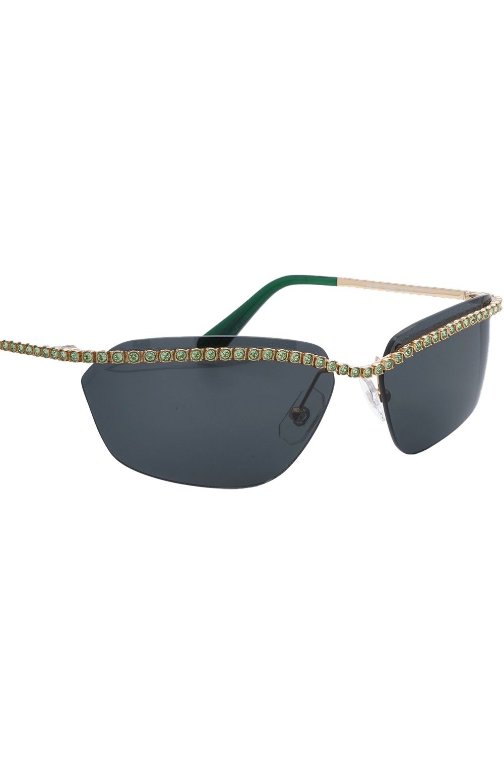 Swarovski - Occhiali da sole in metallo rettangolari avvolgenti per donna oro -