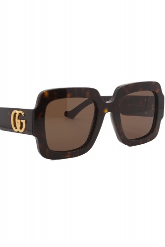 Gucci - Occhiali da sole in celluloide squadrati per donna tartarugato -