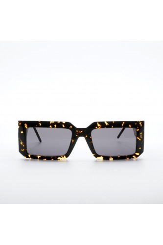 Soya - Occhiali da sole in celluloide rettangolari unisex nero, tartarugato -