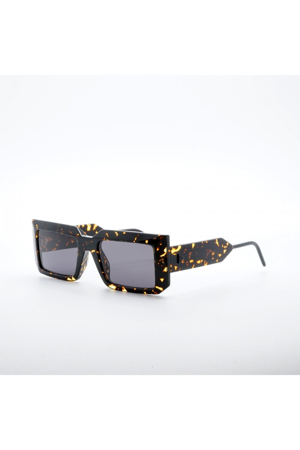 Soya - Occhiali da sole in celluloide rettangolari unisex nero, tartarugato -
