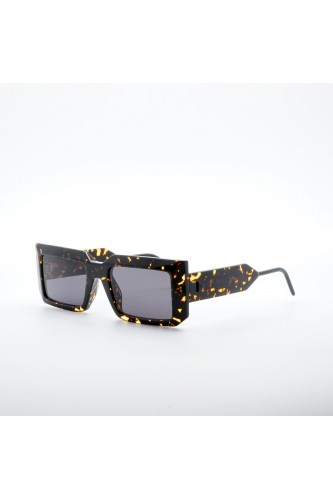 Soya - Occhiali da sole in celluloide rettangolari unisex nero, tartarugato -